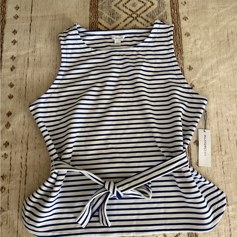 Liz Claiborne Women's Navy Striped Tank Top